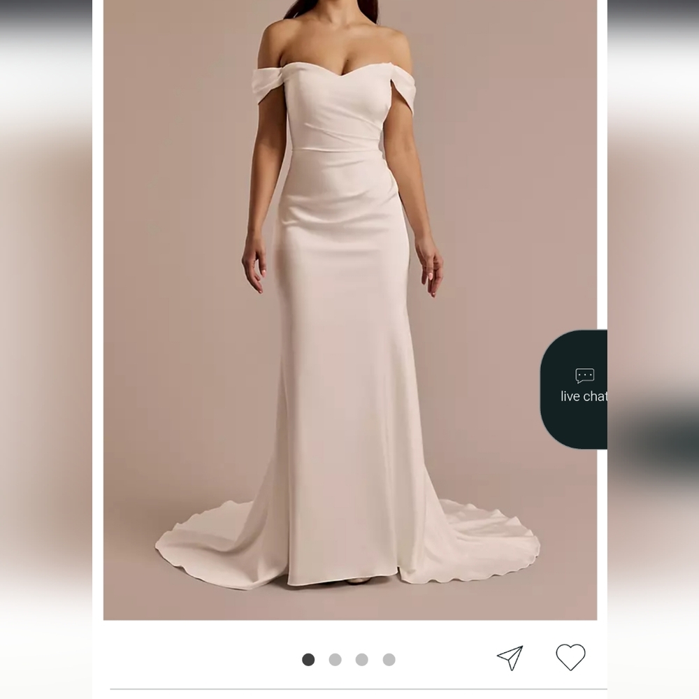 David's Bridal Strapless Cream Gown